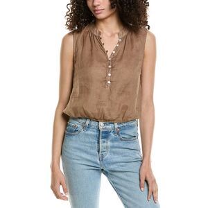 Bella Dahl Womens Sleeveless Elastic Waist Linen Pullover, Grey
